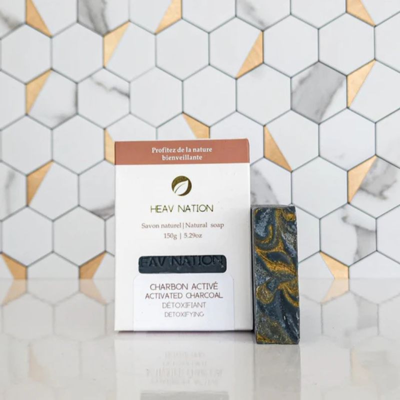 Activated charcoal soap that detoxifies the skin, removes impurities, and reduces excess oil | Shop L'ABC Des Locs