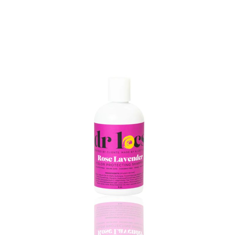 Rose Lavender Loc Shampoo for gentle cleansing and color protection for natural hair 