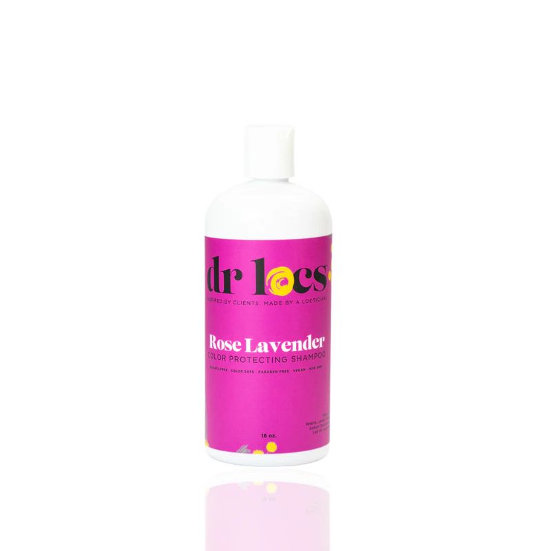 Rose Lavender Loc Shampoo for gentle cleansing and color protection for natural hair 